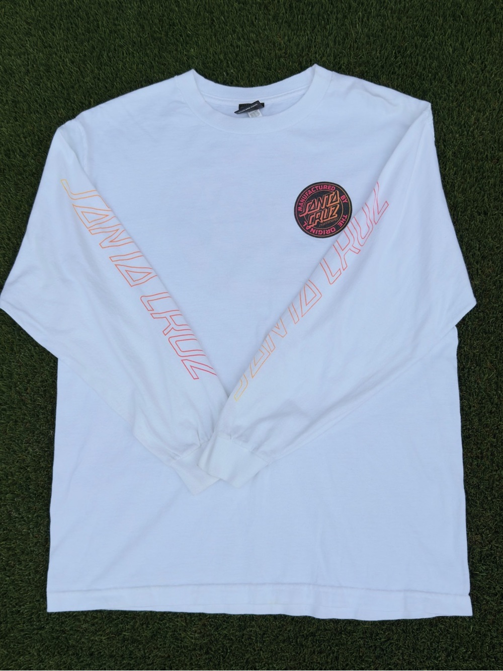 Santa Cruz Skateboards Men's White Long Sleeve Logo Tee